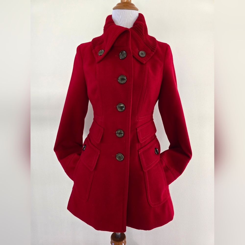 Jessica Simpson Vibrant Red Pea Coat